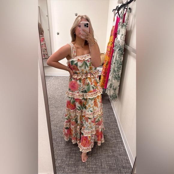 FARM Rio Macaw Bloom Ruffle Tiered Dress